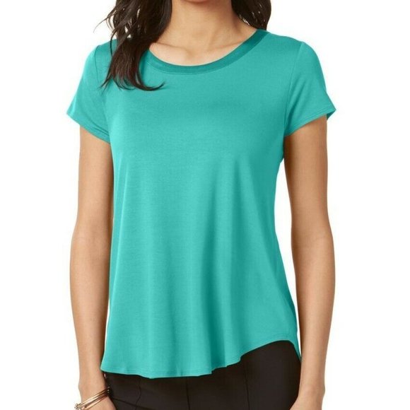 Alfani Tops - Alfani M Lagoon Reef Blue Satin Trim Top NWT CQ69